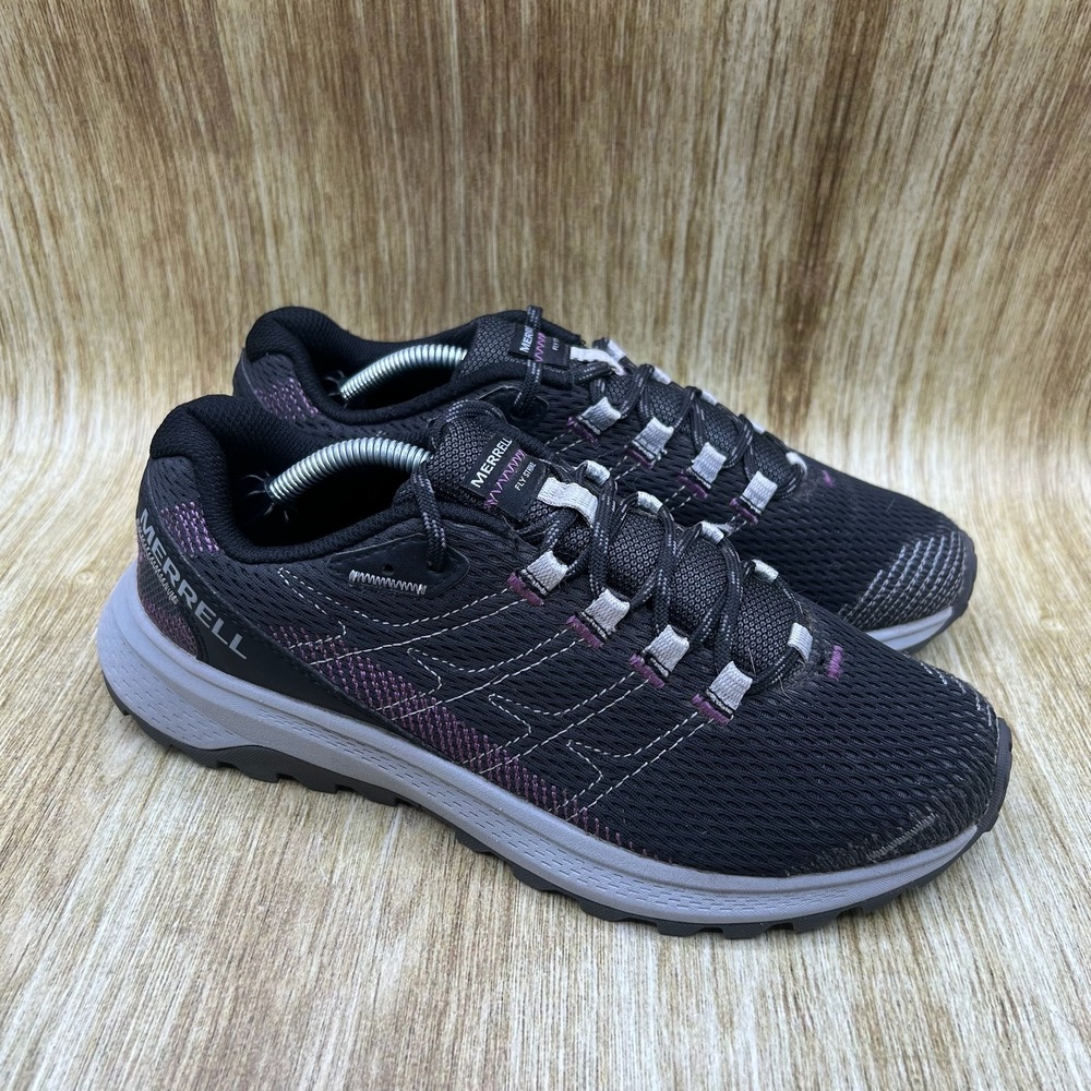 Merrell Fly Strike Women's Size 8.5 Black Purple Trail Running Shoes J067236